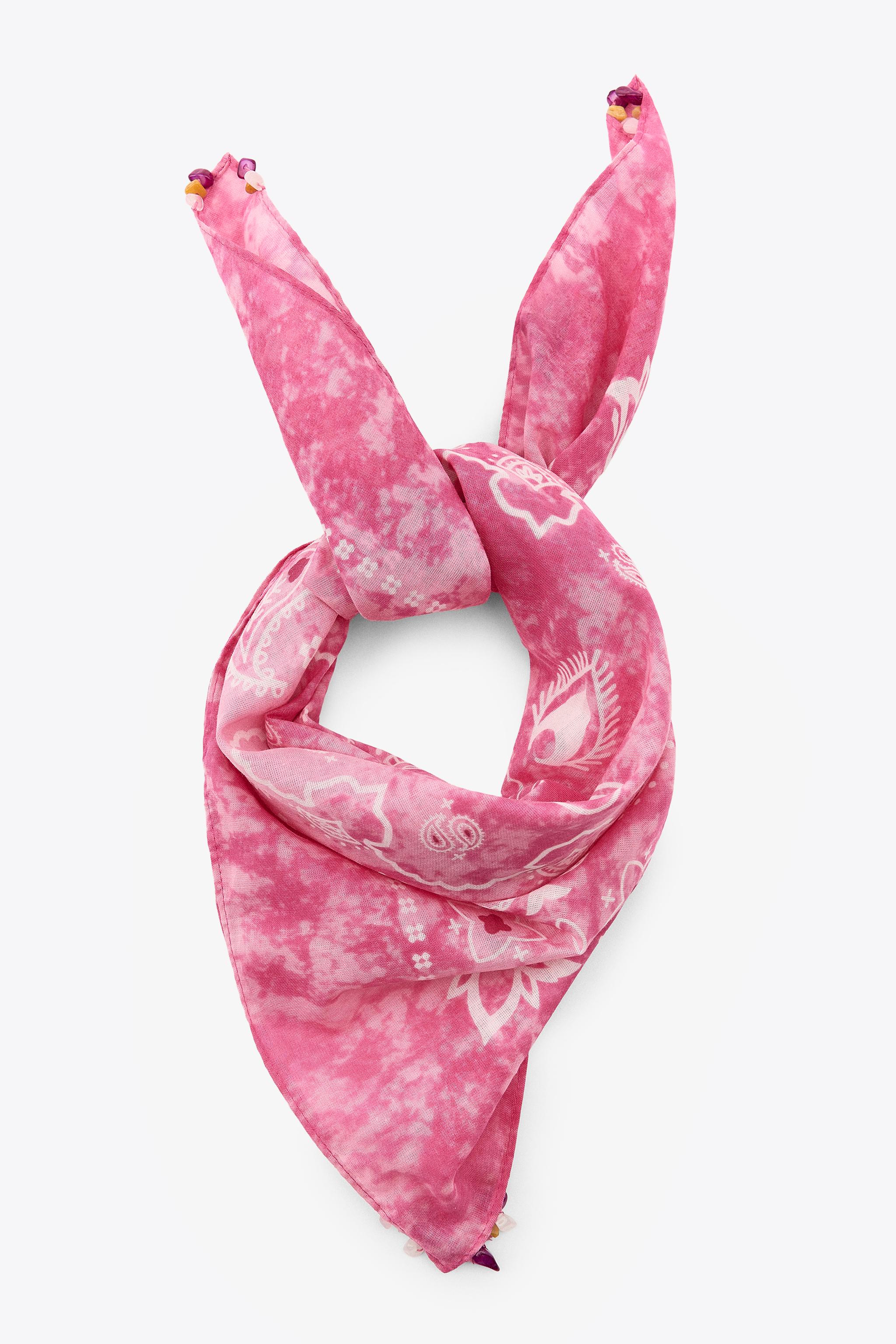 STONE PRINT SCARF Pink ZARA United Kingdom