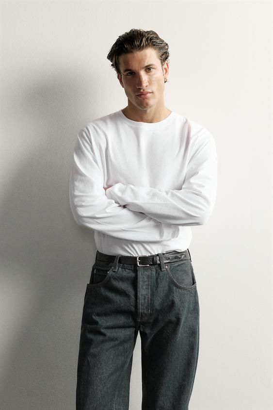 T-SHIRT DÉCONTRACTÉ À MANCHES LONGUES - Blanc de Zara - Image 1
