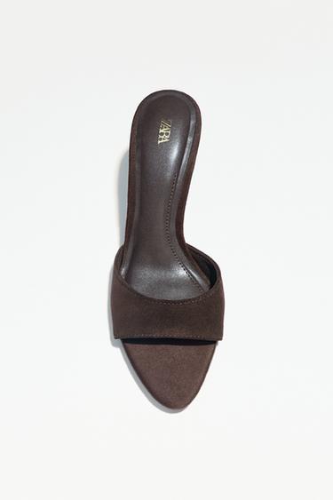 SPLIT SUEDE HIGH-HEEL SANDALS - Chocolate by Zara