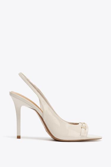 SANDALES À TALONS ET BOUCLE - Écru de Zara - Image 0