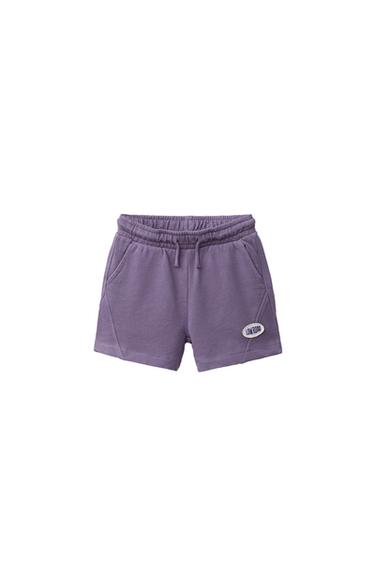 GARMENT-DYED BERMUDA SHORTS WITH PATCH - Purple by Zara