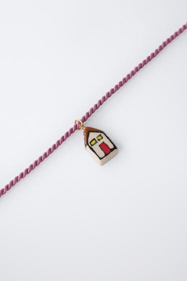 CERAMIC HOUSE CORD NECKLACE - Pink by Zara - Image 1
