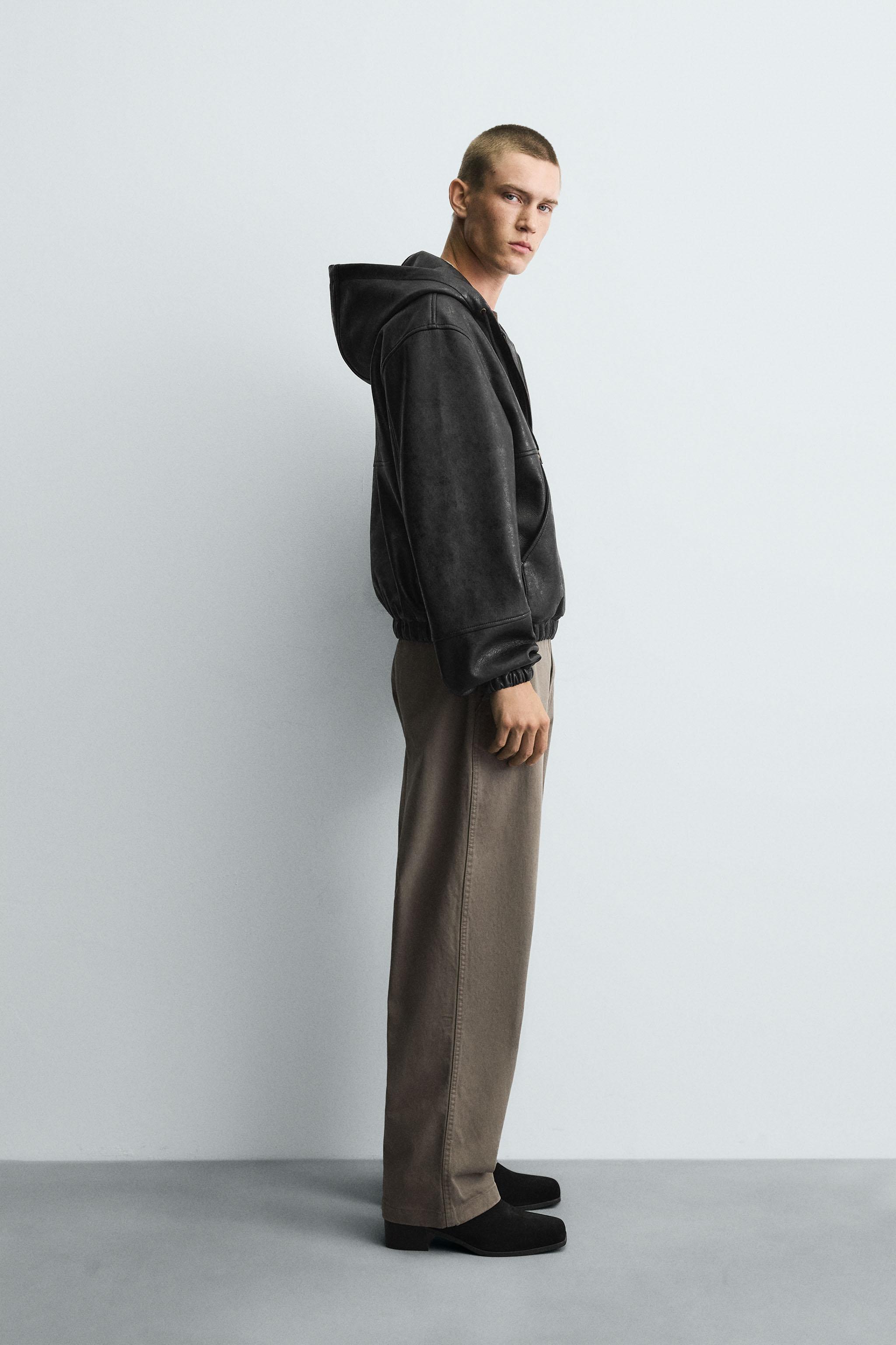 フェイクレザー フーデッド ジャケット - ブラック | ZARA Japan / 日本