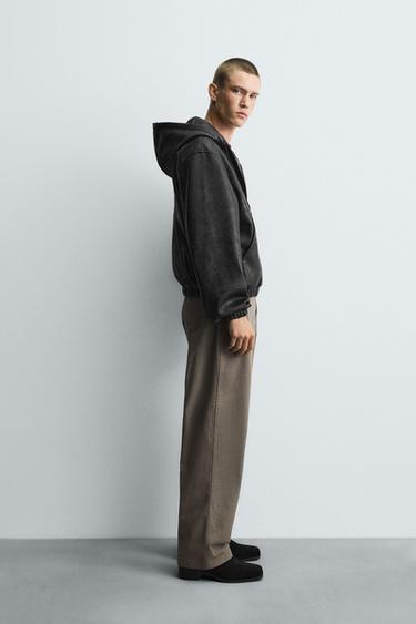 HOODED LEATHER EFFECT JACKET - Black by Zara - Image 3