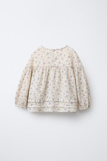 COTTON GAUZE FLORAL PRINT SHIRT - Beige by Zara - Image 1