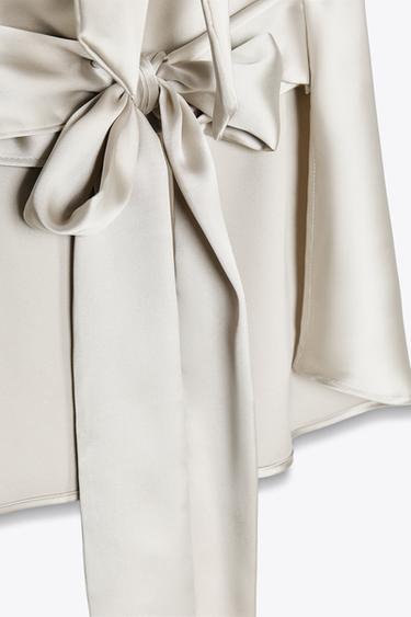 TOP SATINÉ HALTER - Gris / Beige de Zara - Image 6