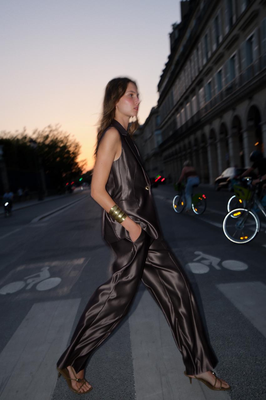 SATIN STRAIGHT LEG PANTS