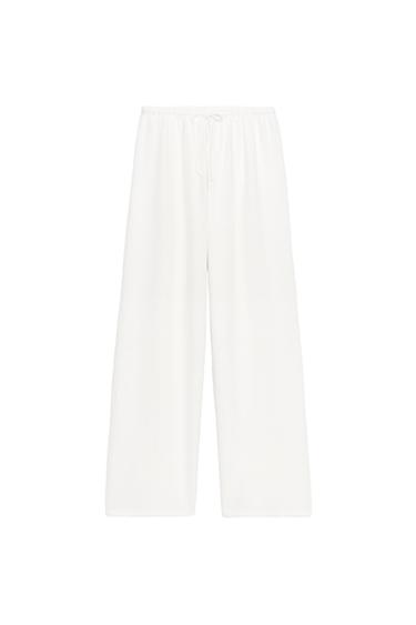 Zara RUSTIČNE PANTALONE ŠIROKIH NOGAVICA – Ekru