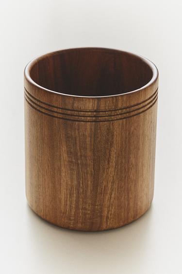 WOODEN UTENSIL JAR - Brown Zara