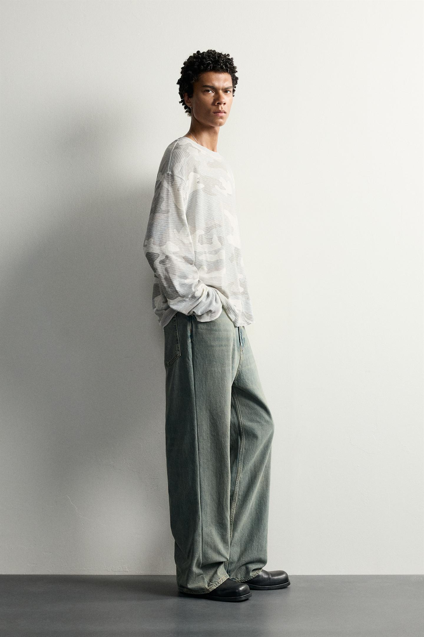 Мужская толстовка Zara Abstract Print Waffle-Texture, цвет: Grays — фото 4