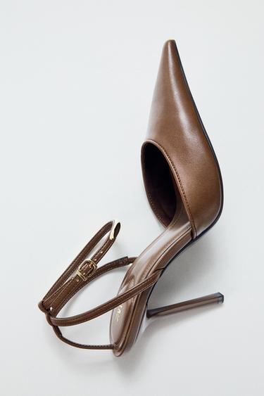 HIGH-HEEL SHOES WITH METAL DETAIL - Brown by Zara