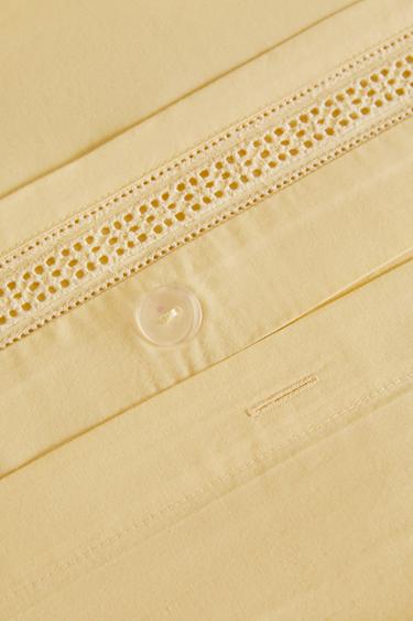 OPENWORK EMBROIDERED DUVET COVER - Light yellow by Zara