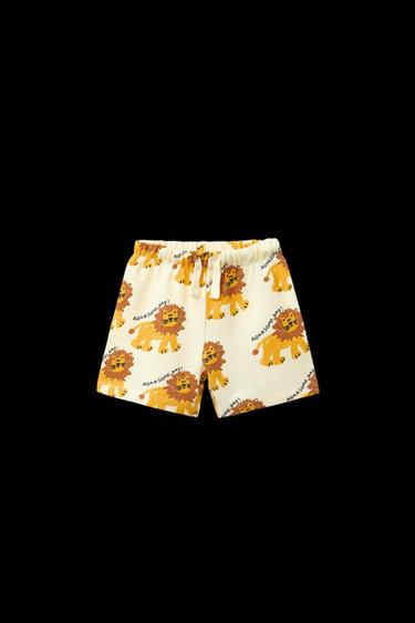 LIONS PRINT STRAIGHT BERMUDA SHORTS - Yellow by Zara - Image 0