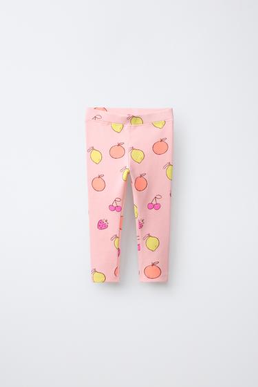 PRINTED RIBBED LEGGINGS - Tangerine by Zara