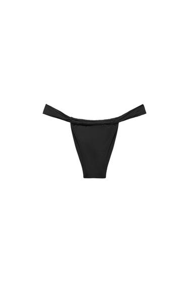 PLAIN MID-WAIST BIKINI BOTTOMS - Black by Zara