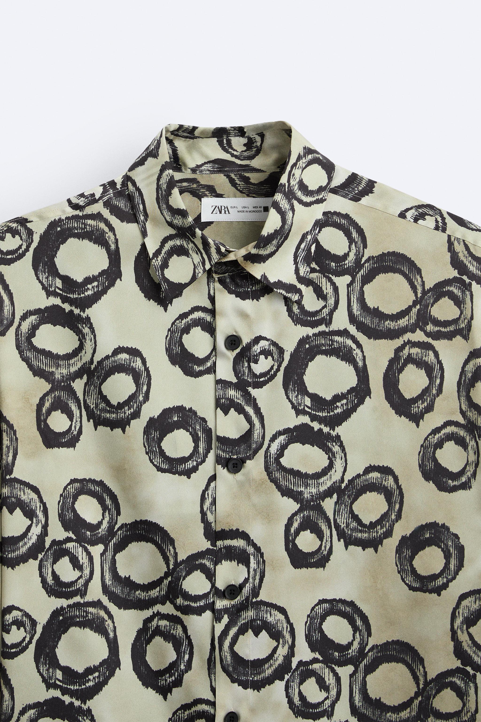 GEOMETRIC PRINT SHIRT - Sand / Black