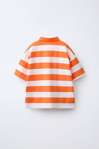 POLO RAYURES BRODERIE - Orange vif de Zara - Image 1