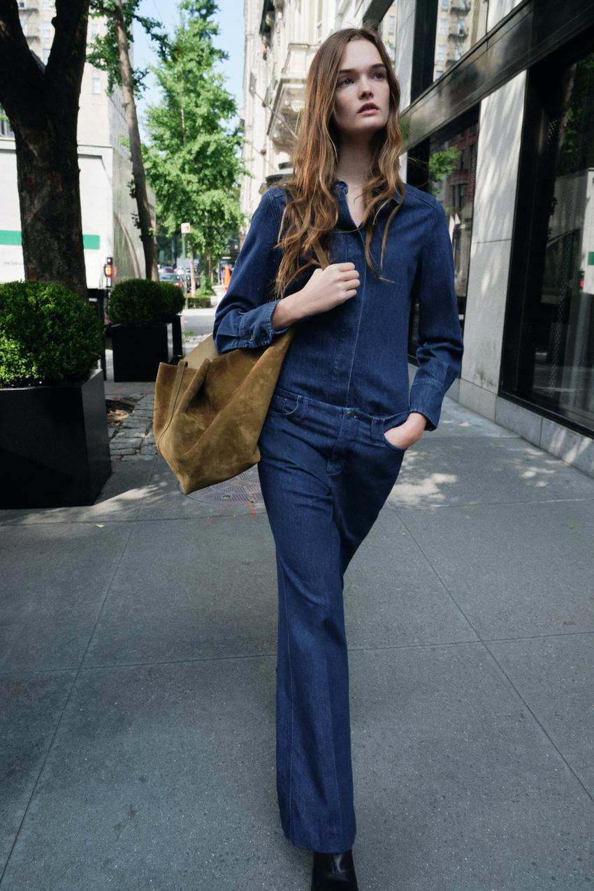 ZW COLLECTION スリムフィット デニムシャツ - ブルー | ZARA 