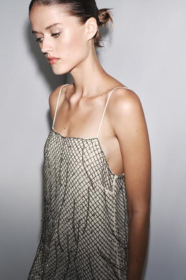 BEADED SHORT DRESS ZW COLLECTION - Silver by Zara - Image 2