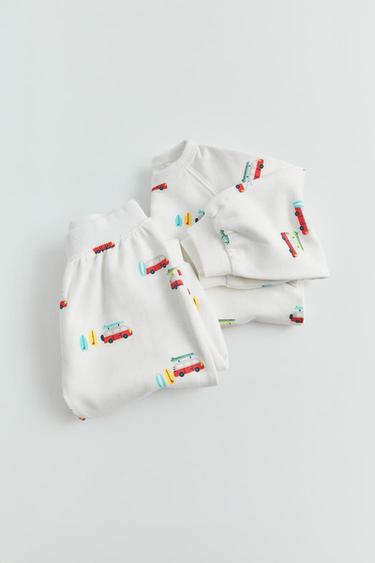 PRINTED SWEATSHIRT AND TROUSERS SET - Mid-green by Zara