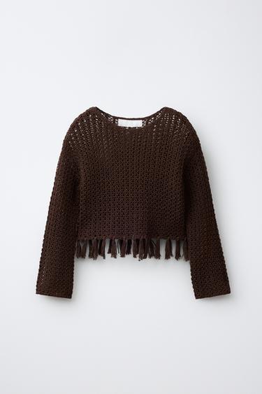 JERSEY PUNTO FLECOS - Marrón de Zara
