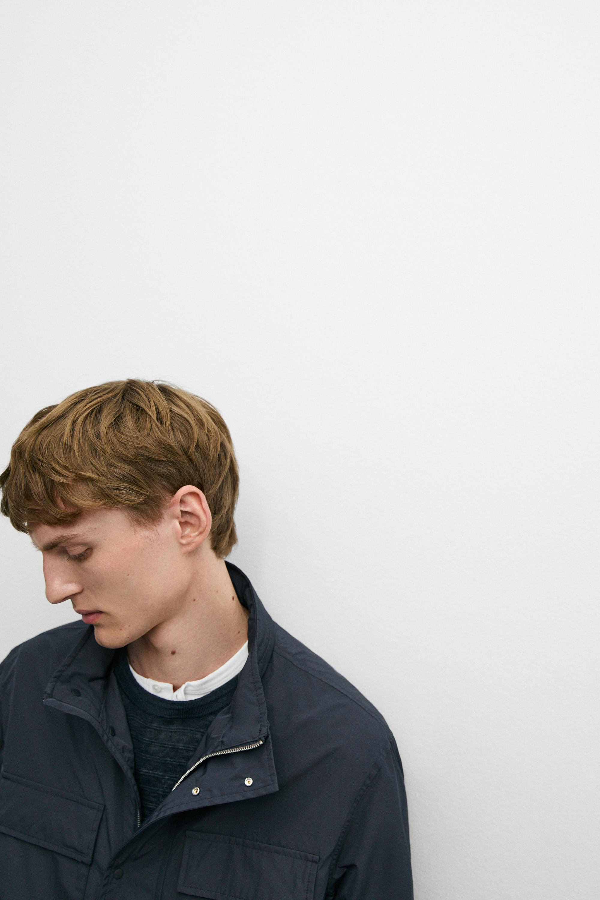 Technical fabric jacket with pocket details