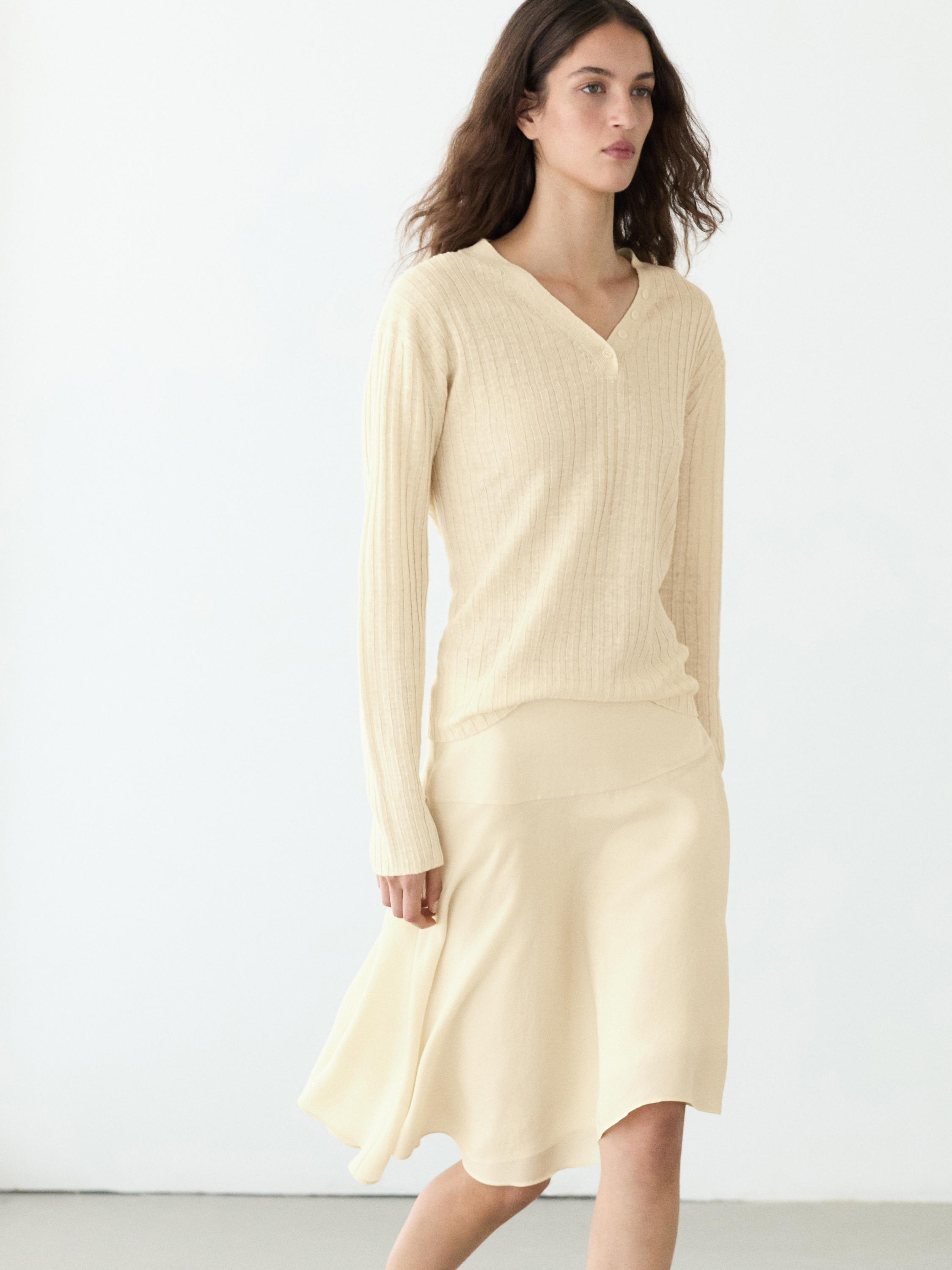 Jupe midi fluide asymétrique