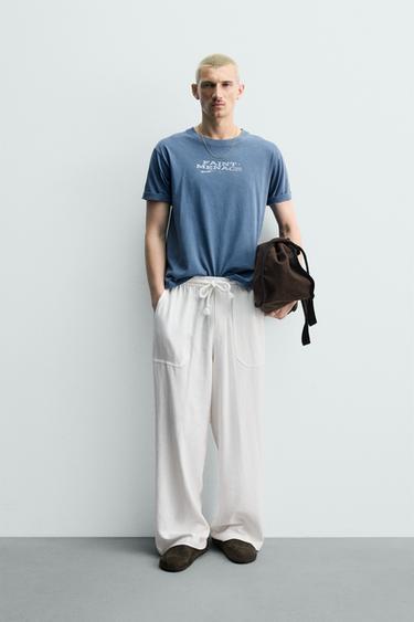 PANTALÓN RELAXED FIT VISCOSA - LINO - Blanco de Zara