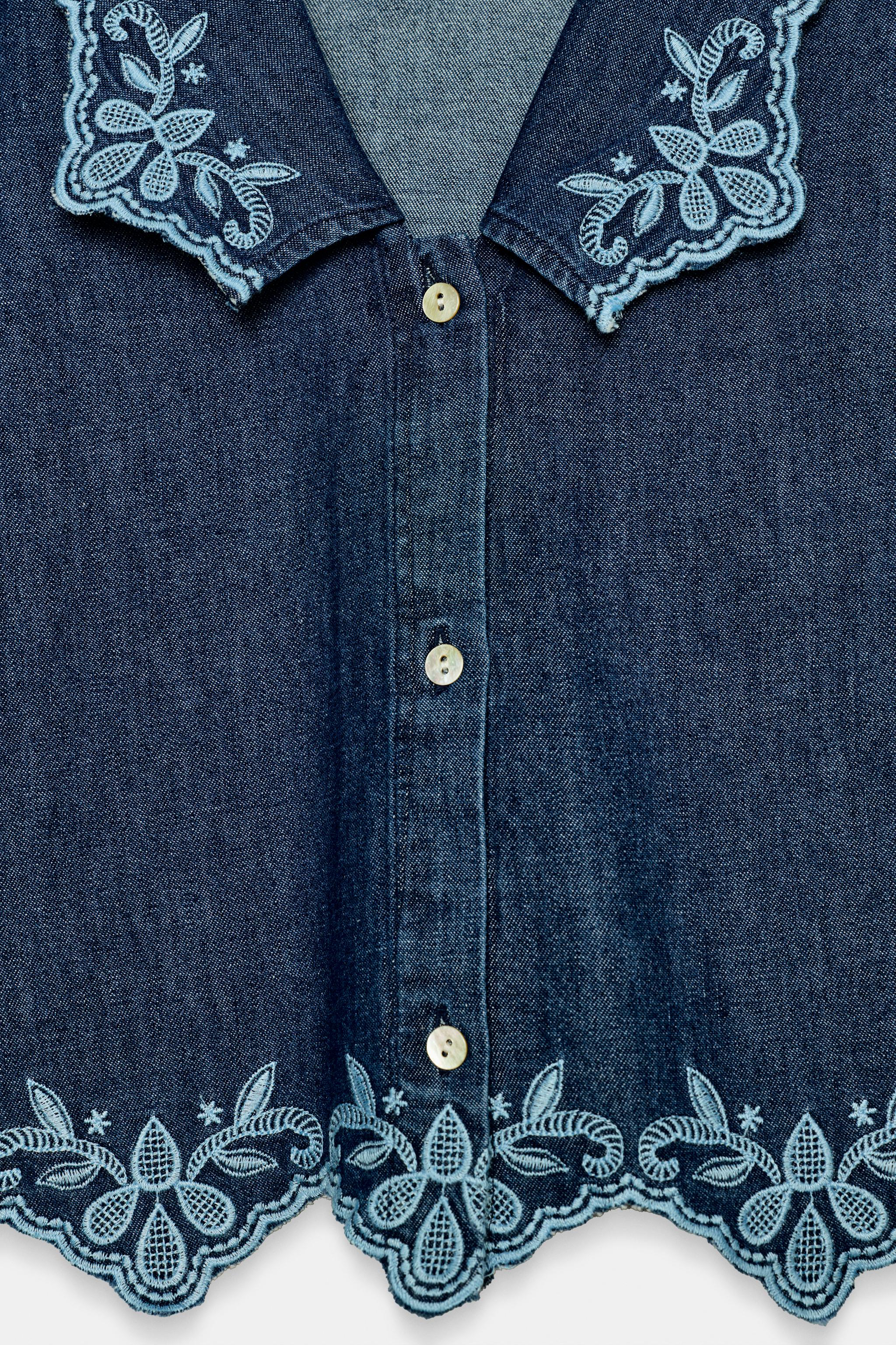 Z1975 刺繍入りデニムシャツ - インディゴブルー | ZARA Japan / 日本