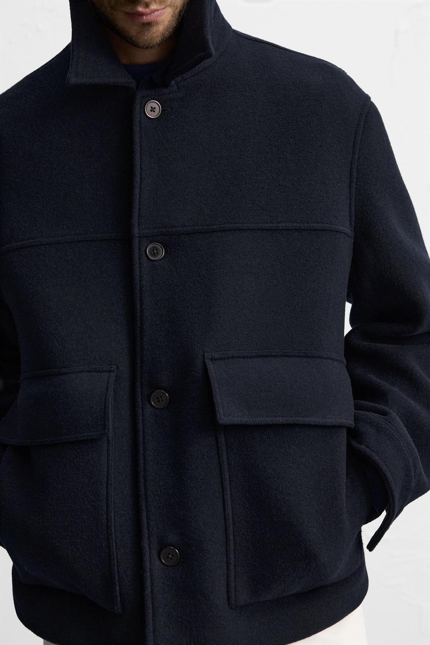 ウールブレンド ショートコート - ネイビーブルー | ZARA Japan / 日本