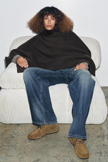 RUCHED SPLIT SUEDE ANKLE BOOTS - Olive Green by Zara