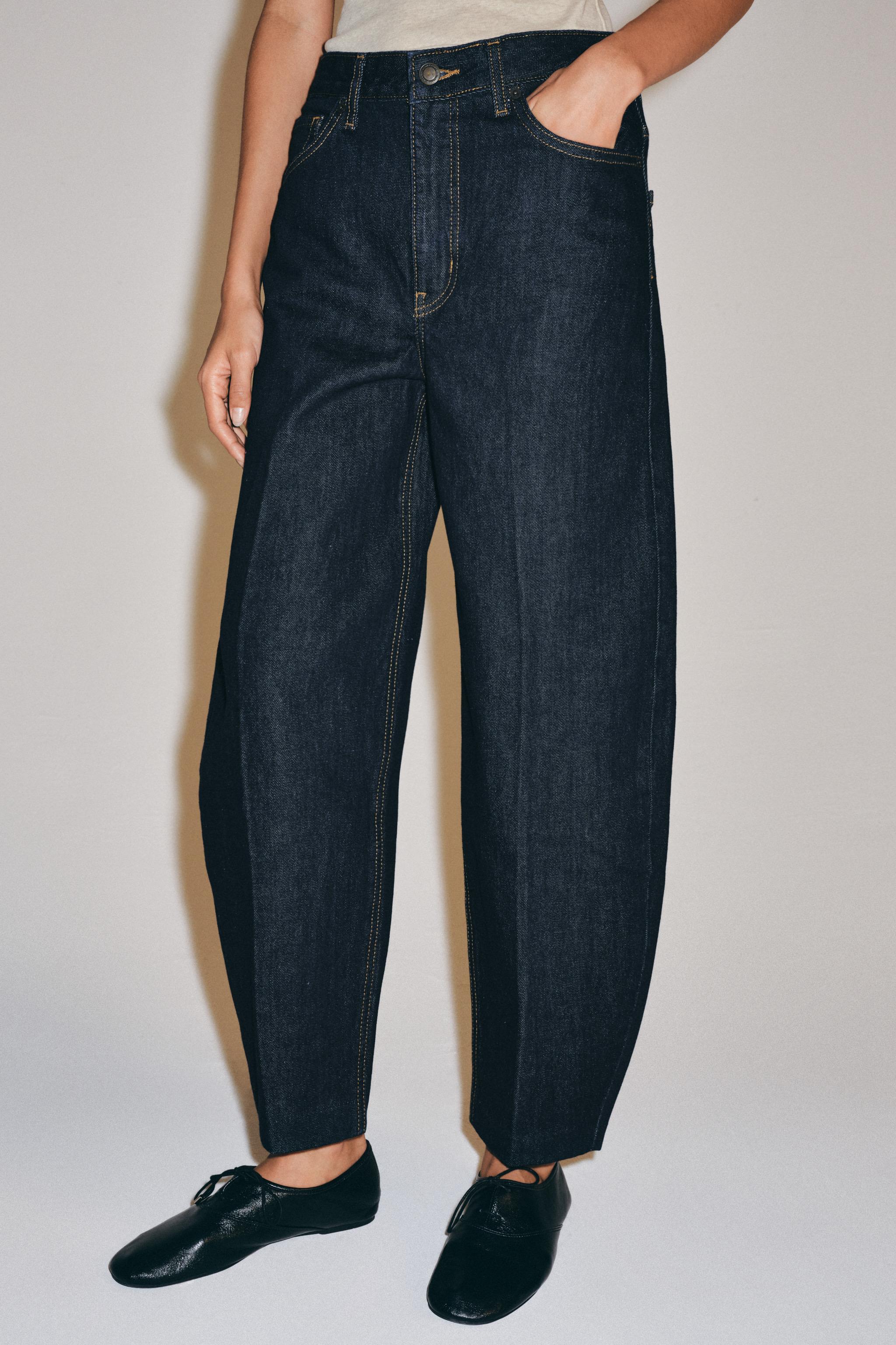 Zara ZW COLLECTION YÜKSEK BEL TAPERED FIT JEAN görsel 4