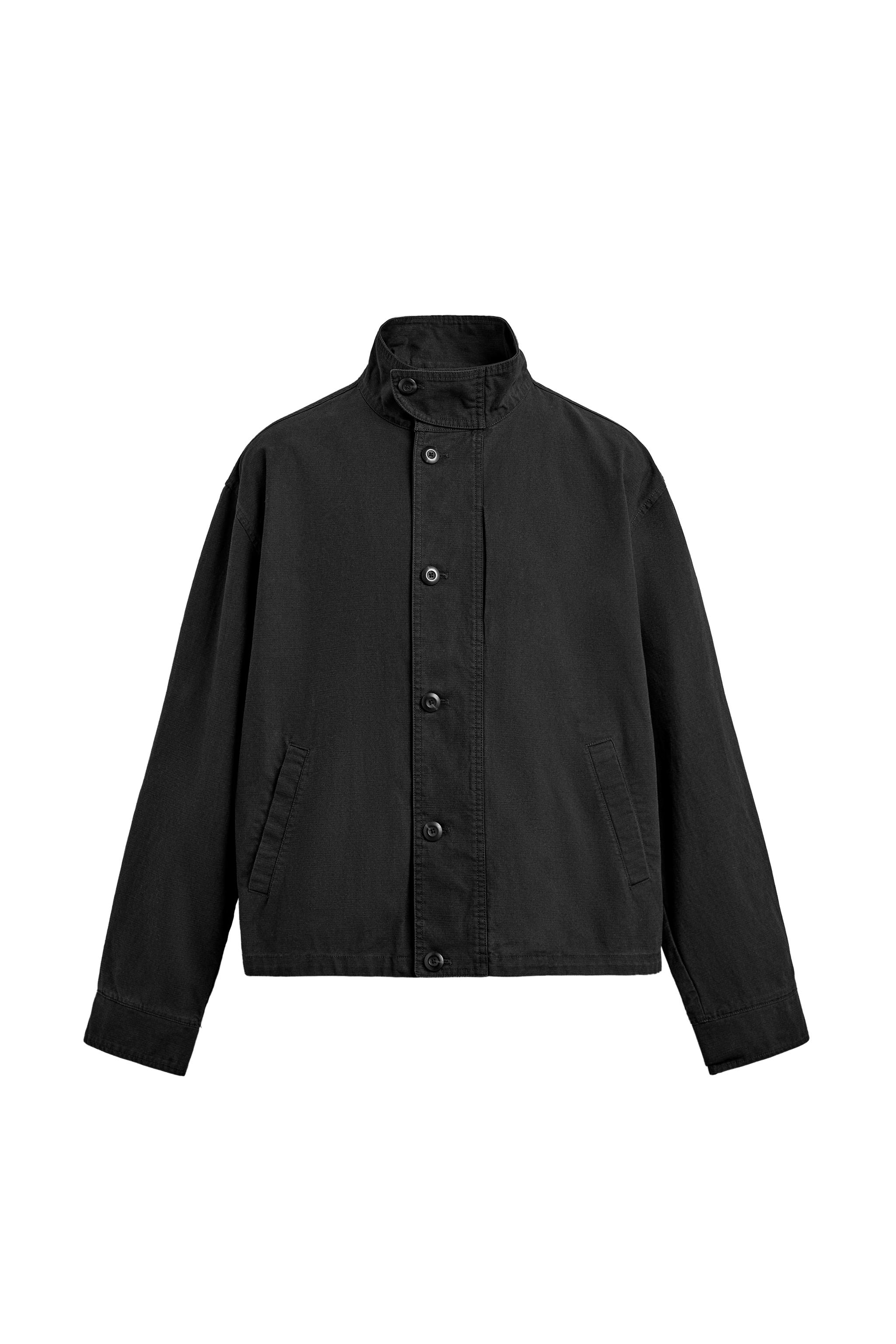 ボクシーフィットコットンジャケット - ブラック | ZARA Japan / 日本