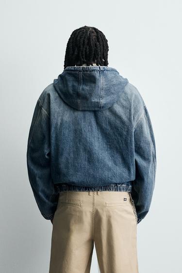VESTE DÉLAVÉE À CAPUCHE - Bleu moyen de Zara - Image 2