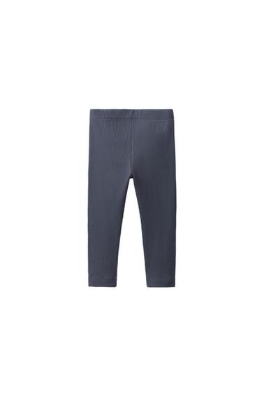 SOLID RIBBED LEGGINGS — Navy blue 2