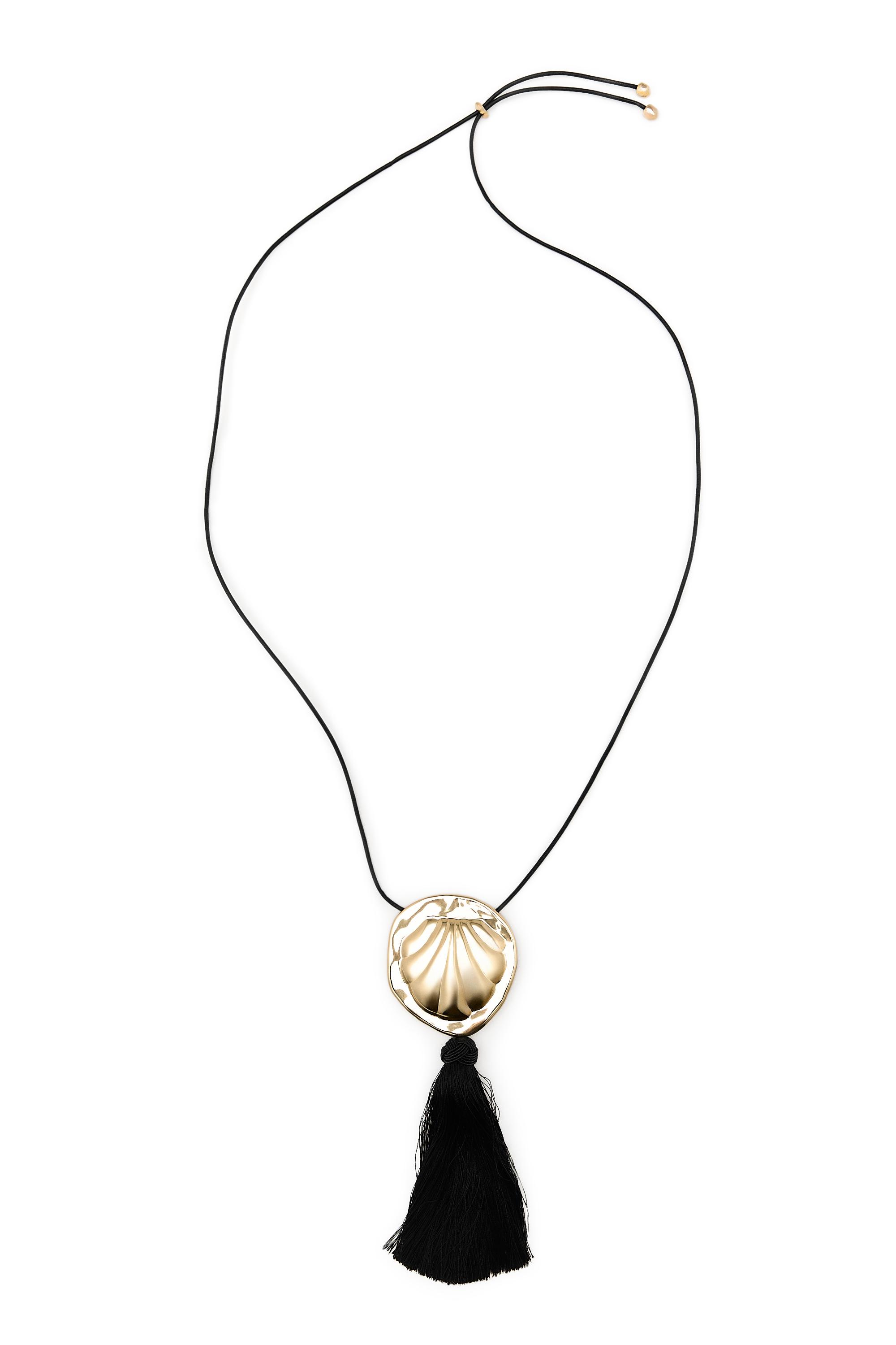 Shell pendant necklace with tassel - Golden | ZARA United States