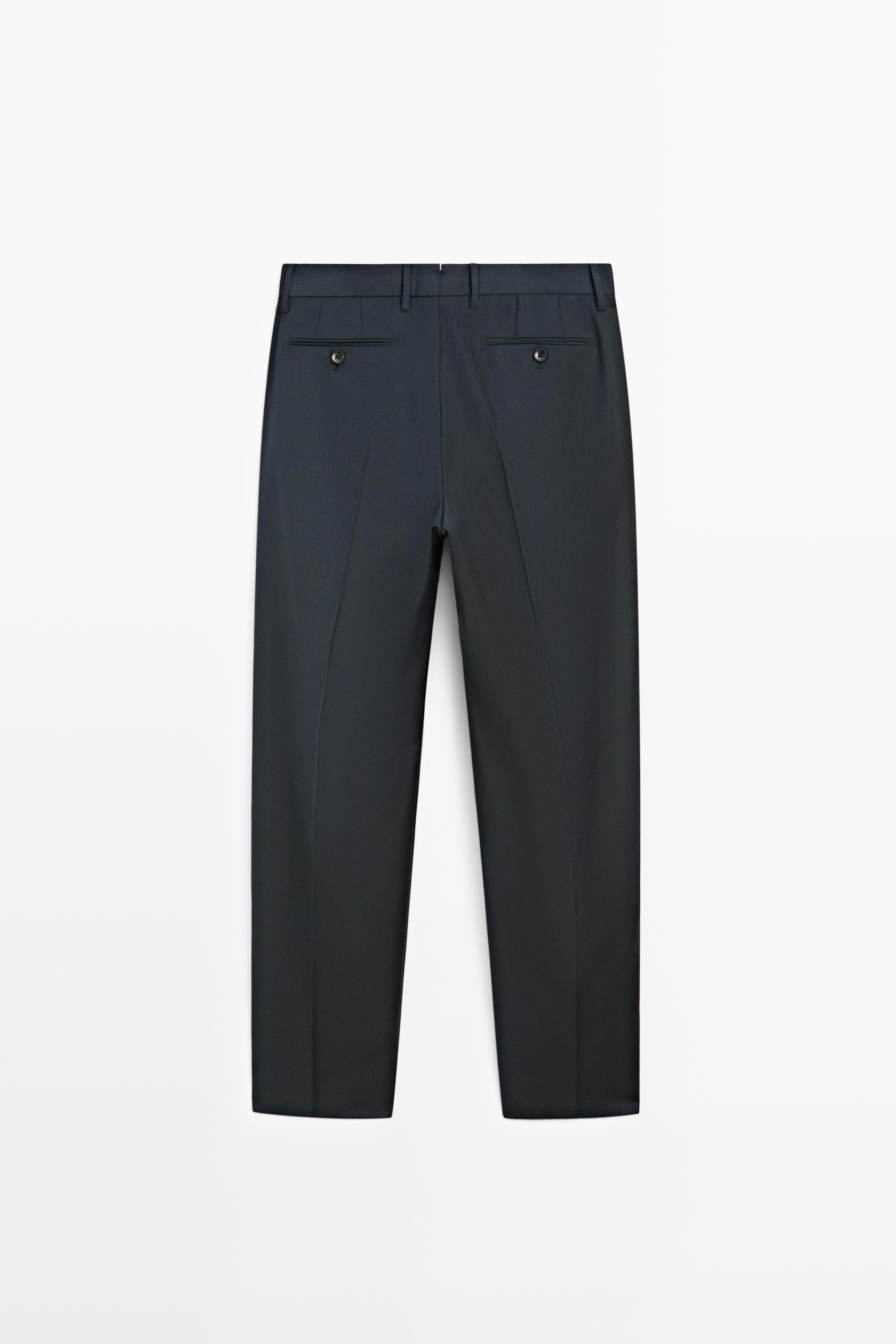 Striped wool blend suit trousers