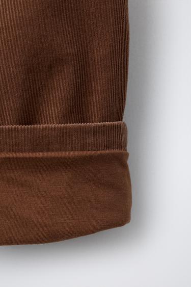 PANTALON EN VELOURS CÔTELÉ BOUTONS DOUBLÉ - Marron clair de Zara - Image 3