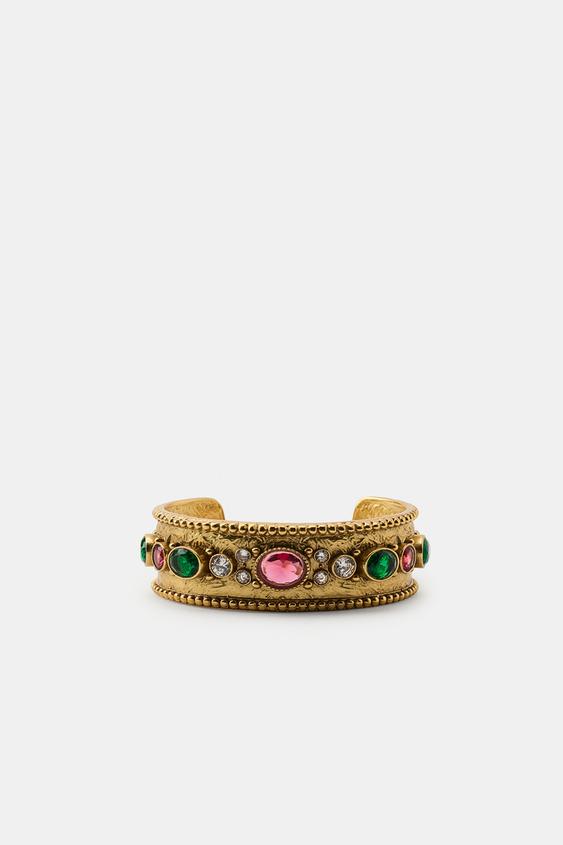 JEWELLED RIGID METAL BRACELET - Golden by Zara - Image 0