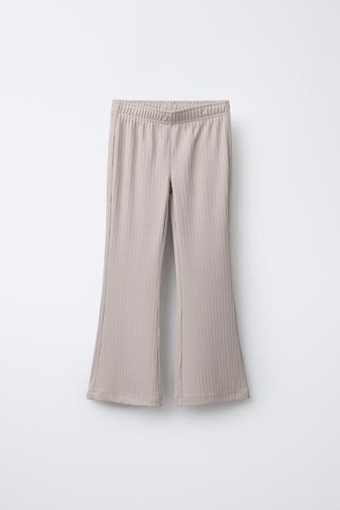 BALLET RIBBED FLARE TROUSERS - Beige-pink by Zara