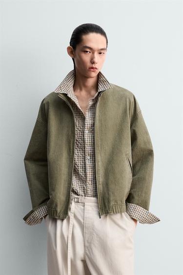 RELAXED FIT WASHED JACKET - Khaki by Zara