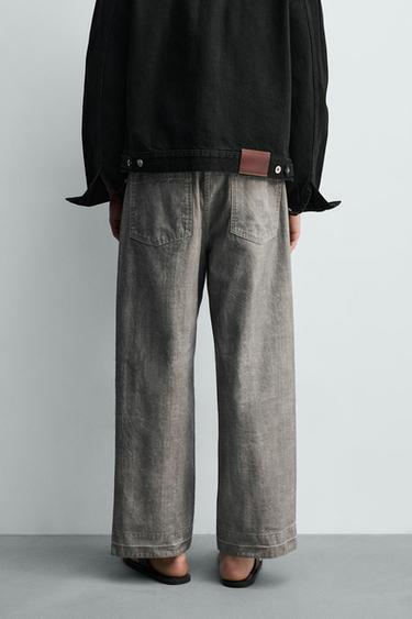 HERRINGBONE STRAIGHT-LEG TROUSERS - Grey / Tan by Zara - Image 2