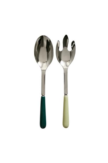 SALAD CUTLERY SET WITH CERAMIC HANDLE (SET OF 2) - GREEN by Zara