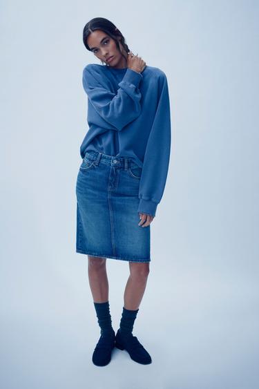 SWEAT EFFET DÉLAVÉ - Bleu de Zara