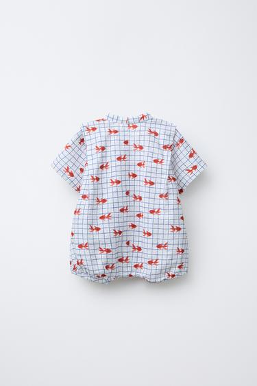 1-9 MONTHS/ GOLDEN FISH PRINT KIMONO ROMPER - Ecru by Zara - Image 1