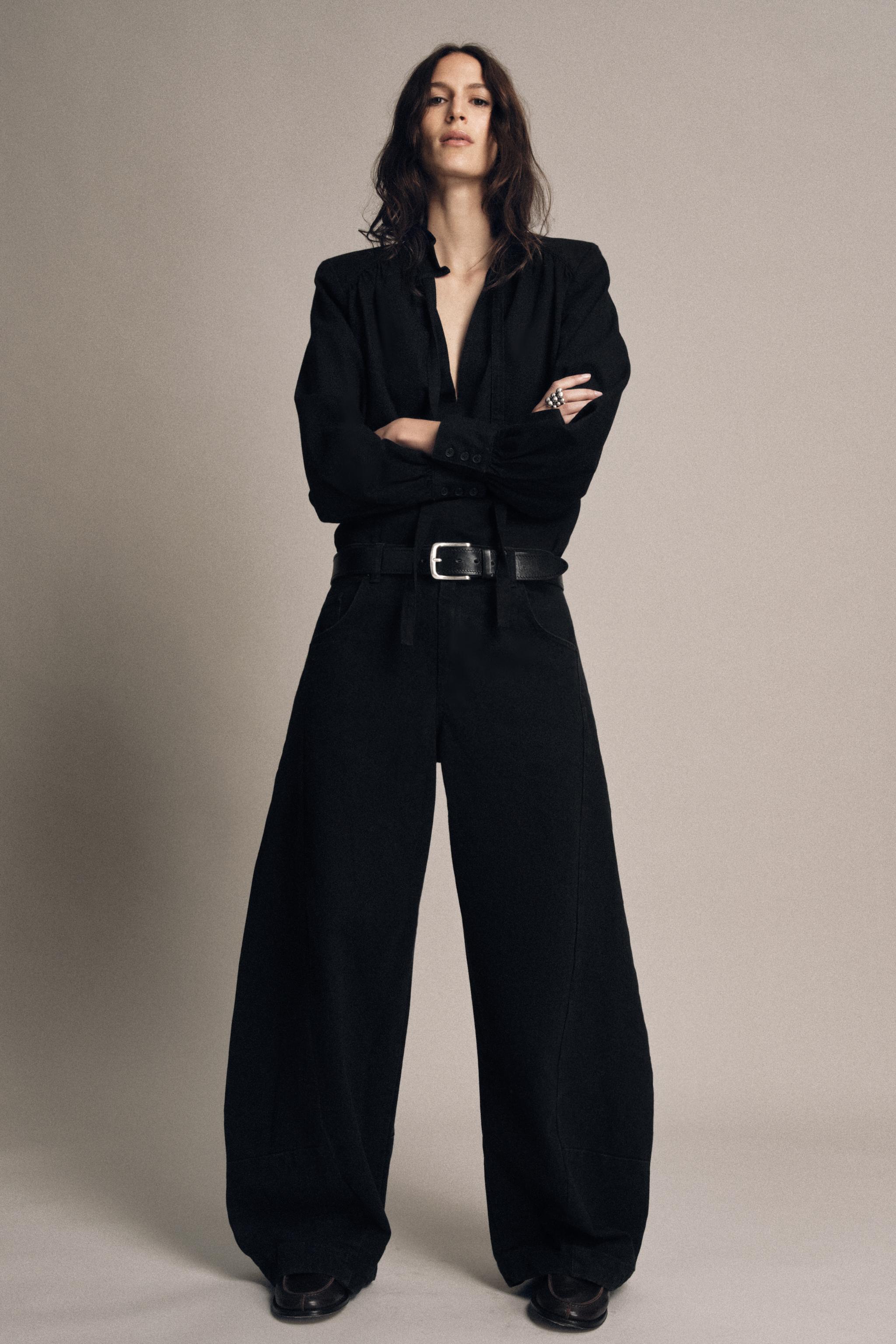 ZW COLLECTION SHOULDER PAD DENIM SHIRT