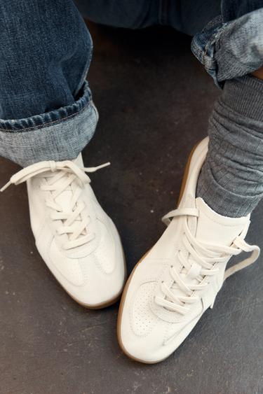 TENNIS EN CUIR - Blanc écru de Zara - Image 1