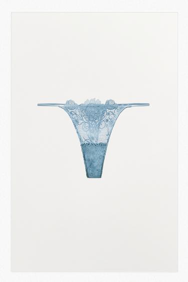 TANGA ENCAJE - Azul claro de Zara