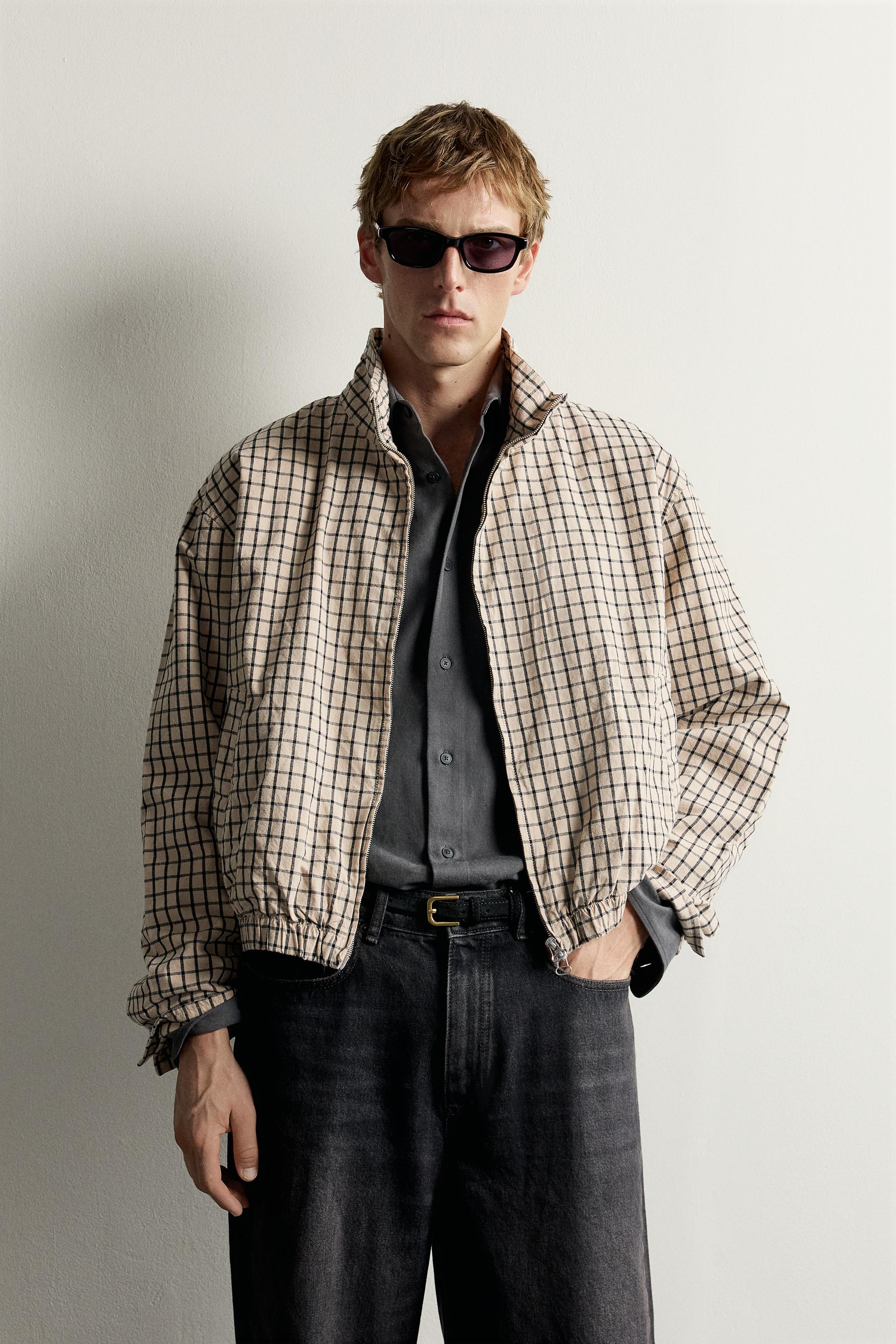 Мужские куртки Zara CHECKED CROPPED FIT JACKET — фото 2