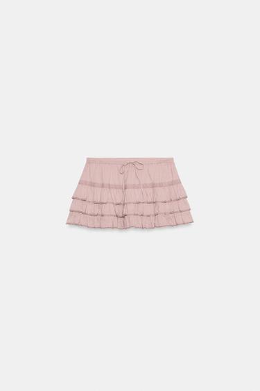 JUPE-PANTALON À VOLANTS - Rose pâle de Zara - Image 2